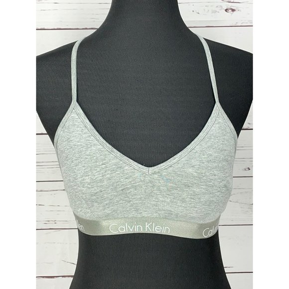 Calvin Klein Other - Calvin Klein Heather Gray‎ T Shaped Racerback Size Large Motive Cotton Bralette